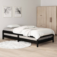 Produktbild för Stapelbar säng svart 90x200 cm massivt furuträ