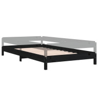 Produktbild för Stapelbar säng svart 90x200 cm massivt furuträ