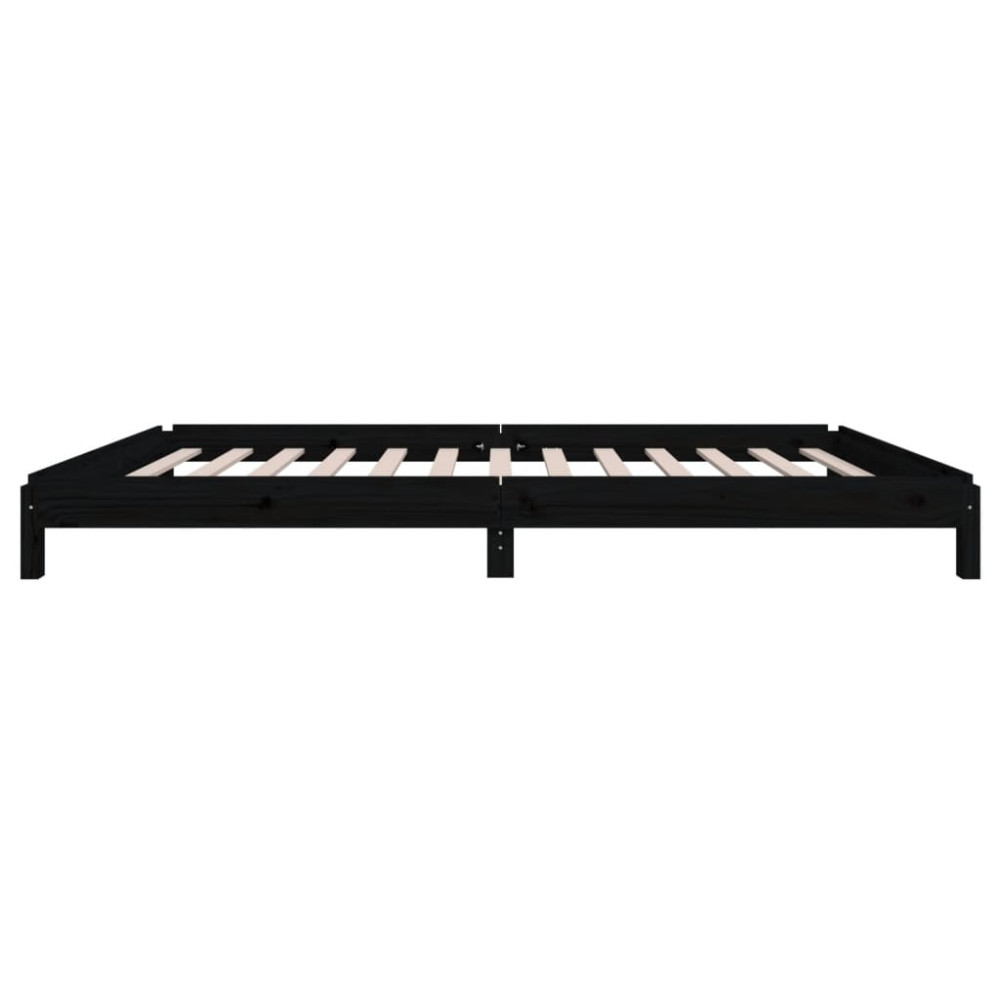 Produktbild för Stapelbar säng svart 90x200 cm massivt furuträ