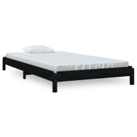 Produktbild för Stapelbar säng svart 80x200 cm massivt furuträ