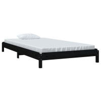 Produktbild för Stapelbar säng svart 80x200 cm massivt furuträ