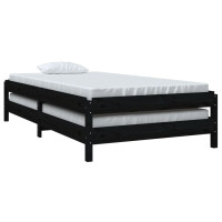 Produktbild för Stapelbar säng svart 80x200 cm massivt furuträ