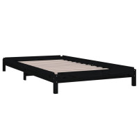 Produktbild för Stapelbar säng svart 80x200 cm massivt furuträ