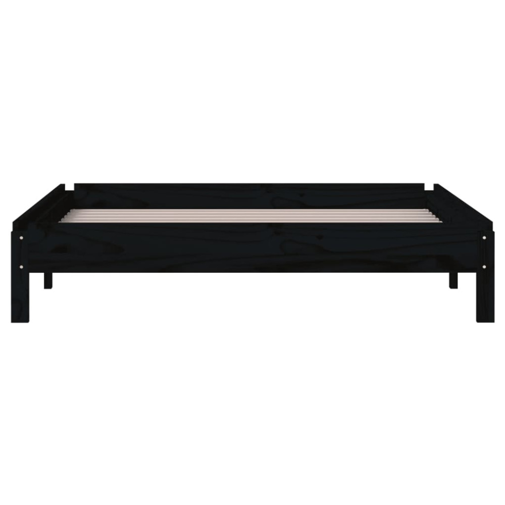 Produktbild för Stapelbar säng svart 80x200 cm massivt furuträ