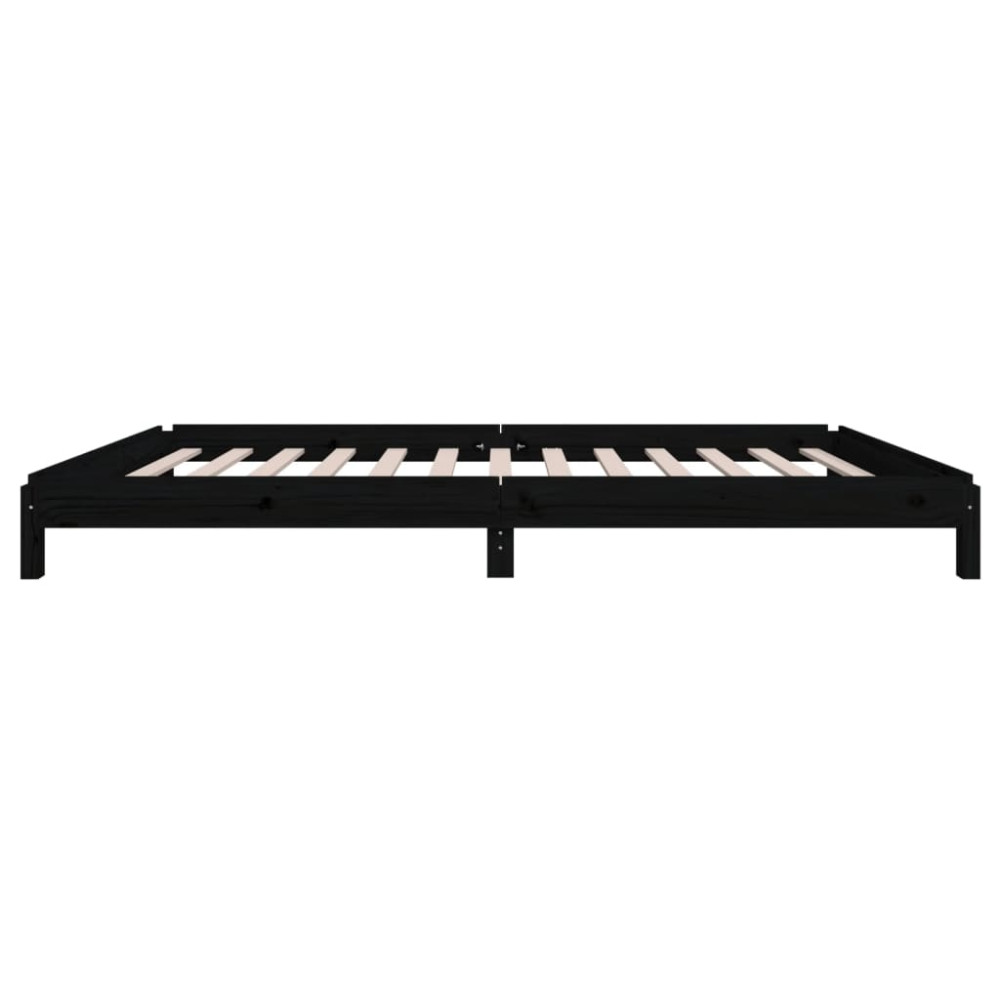 Produktbild för Stapelbar säng svart 80x200 cm massivt furuträ