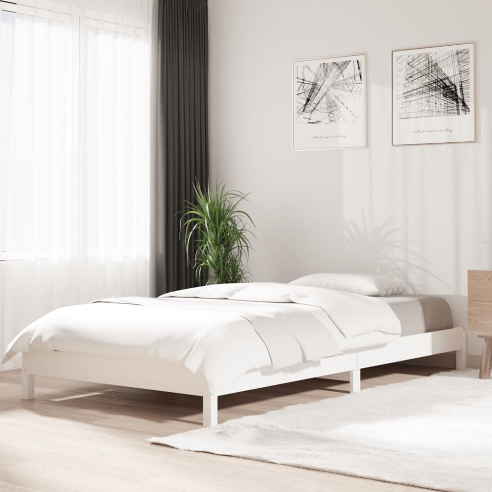 Produktbild för Stapelbar säng vit 90x190 cm massivt furuträ
