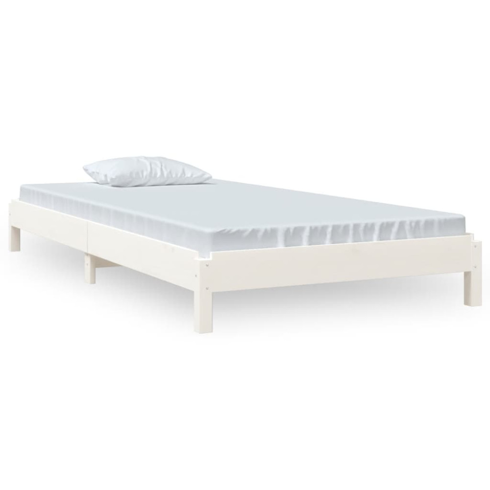 Produktbild för Stapelbar säng vit 90x190 cm massivt furuträ