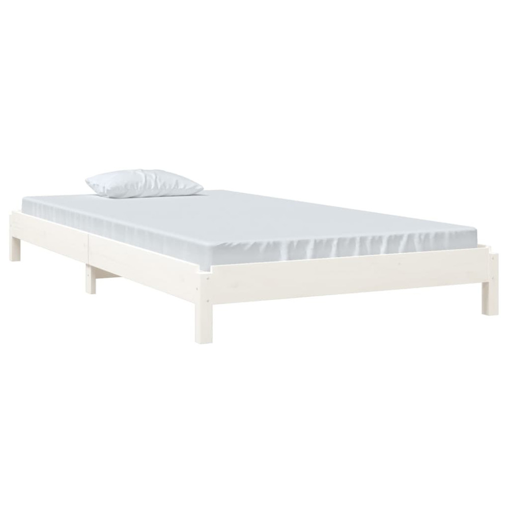 Produktbild för Stapelbar säng vit 90x190 cm massivt furuträ