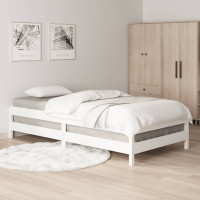 Produktbild för Stapelbar säng vit 90x190 cm massivt furuträ