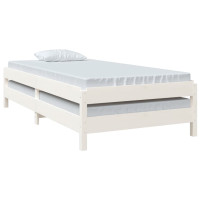 Produktbild för Stapelbar säng vit 90x190 cm massivt furuträ