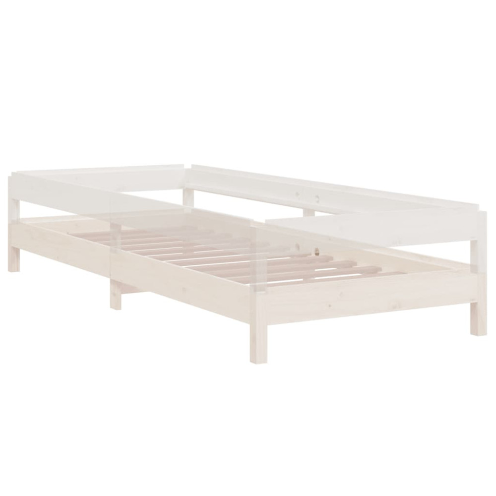 Produktbild för Stapelbar säng vit 90x190 cm massivt furuträ