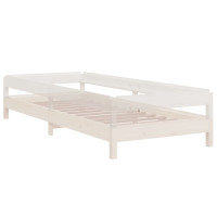 Produktbild för Stapelbar säng vit 90x190 cm massivt furuträ