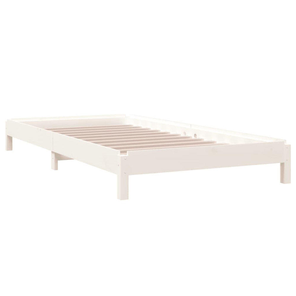 Produktbild för Stapelbar säng vit 90x190 cm massivt furuträ