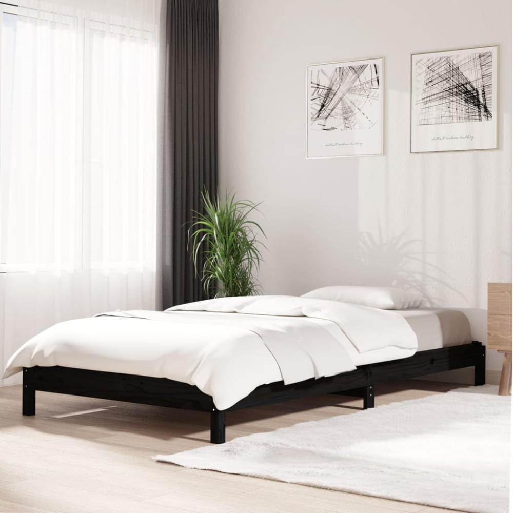 Produktbild för Stapelbar säng svart 75x190 cm massivt furuträ