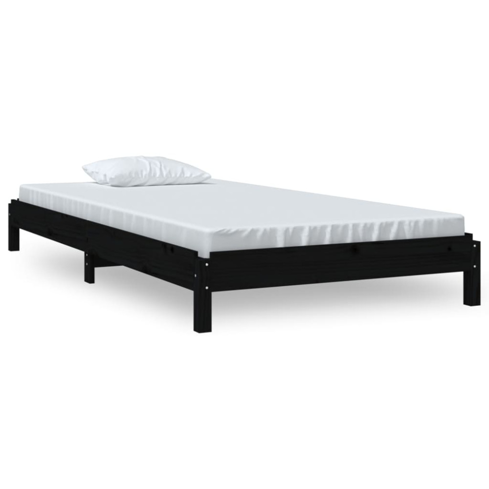 Produktbild för Stapelbar säng svart 75x190 cm massivt furuträ