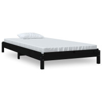 Produktbild för Stapelbar säng svart 75x190 cm massivt furuträ