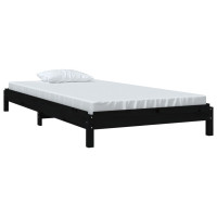 Produktbild för Stapelbar säng svart 75x190 cm massivt furuträ