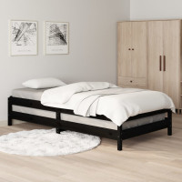 Produktbild för Stapelbar säng svart 75x190 cm massivt furuträ
