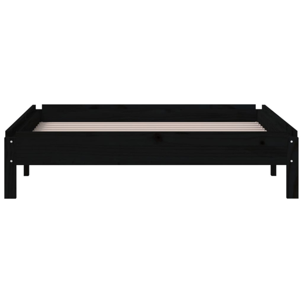 Produktbild för Stapelbar säng svart 75x190 cm massivt furuträ