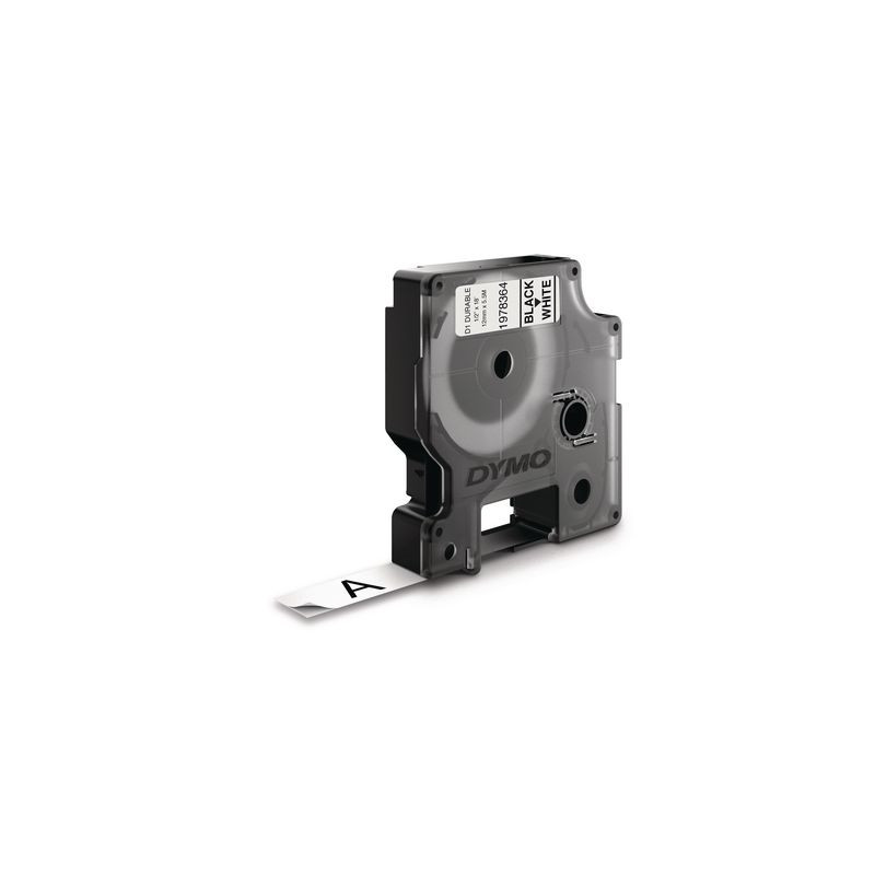 Produktbild för Tape DYMO Durable D1 12mm svart på vit