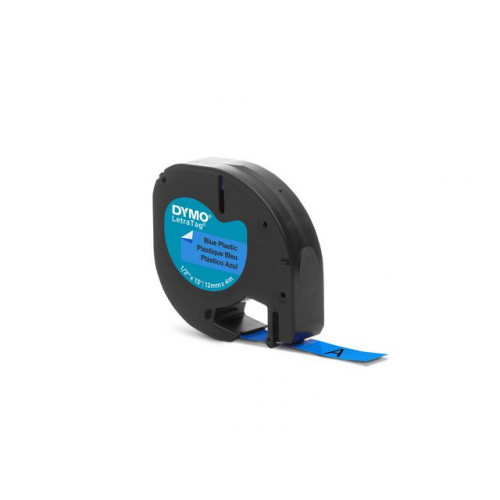 DYMO Tape LetraTAG plast 12mm svart på blå