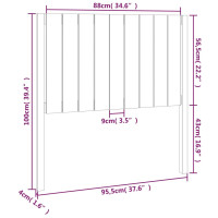 Produktbild för Sänggavel grå 95,5x4x100 cm massiv furu