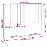 Produktbild för Sänggavel vit 125,5x4x100 cm massiv furu