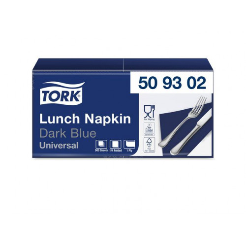 TORK Servett TORK 1/4-vikt 1-lag m.blå 500/fp