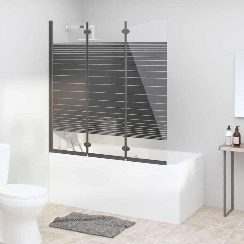 Produktbild för Vikbar duschvägg 3 paneler 130x130 cm ESG svart