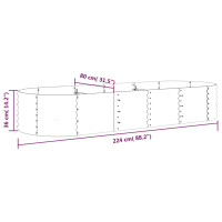 Produktbild för Odlingslåda pulverlackerat stål 224x80x36 cm antracit