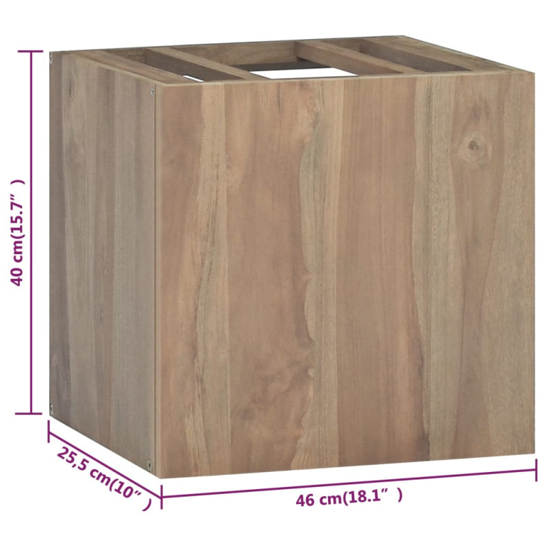 Produktbild för Väggmonterat badrumsskåp 46x25,5x40 cm massivt teakträ
