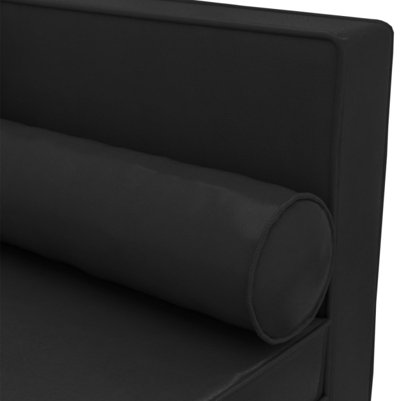 Produktbild för Schäslong med kuddar och bolster svart konstläder