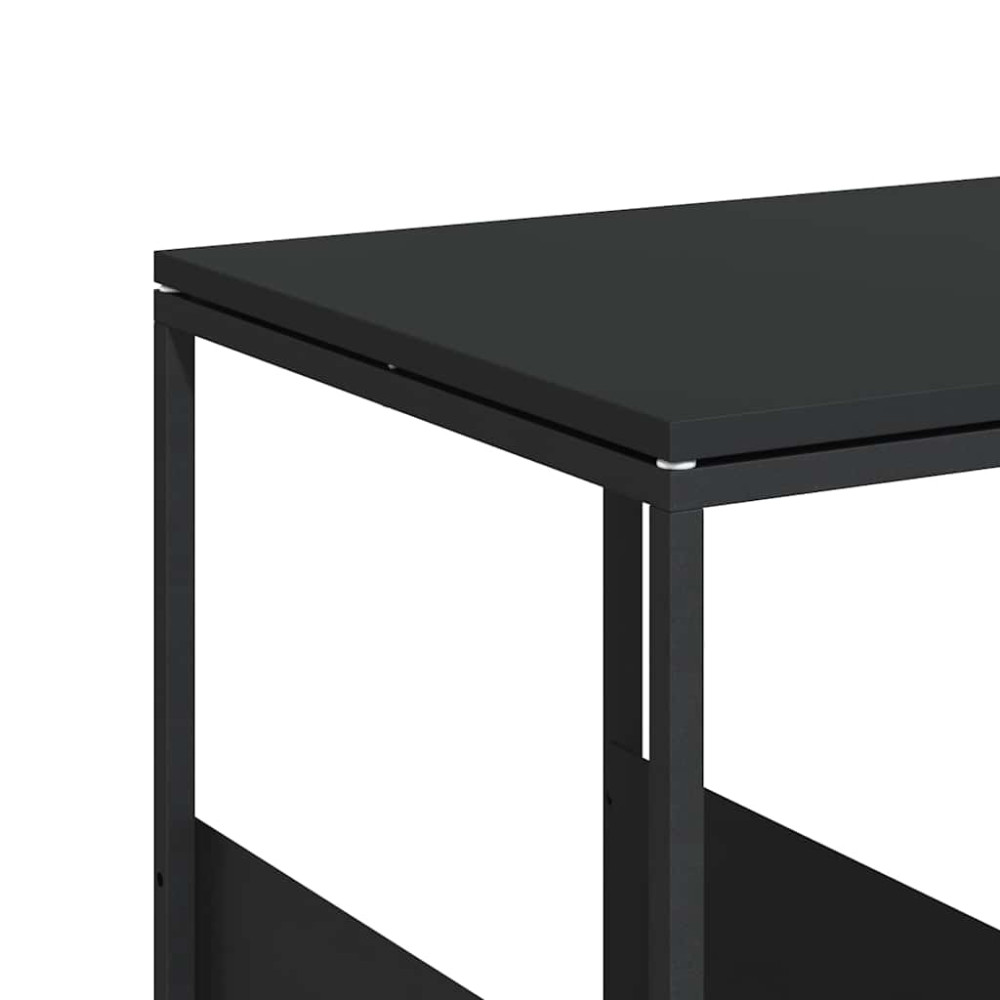 Produktbild för Sidobord med hjul svart 55x36x63,5 cm konstruerat trä