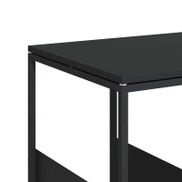 Produktbild för Sidobord med hjul svart 55x36x63,5 cm konstruerat trä