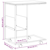 Produktbild för Sidobord med hjul svart 55x36x63,5 cm konstruerat trä