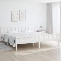 Produktbild för Sängram vit massivt trä 160x200 cm
