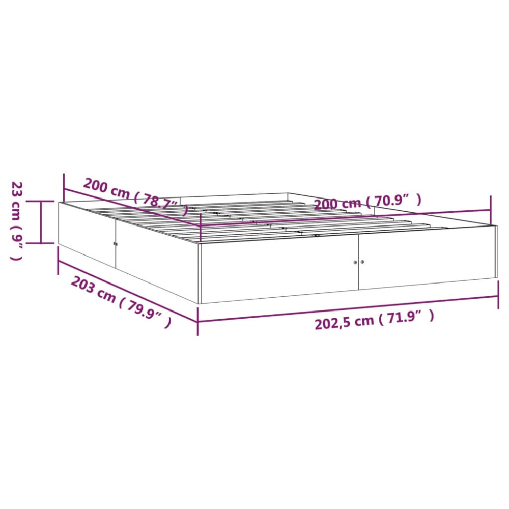 Produktbild för Sängram utan madrass massivt trä 200x200cm