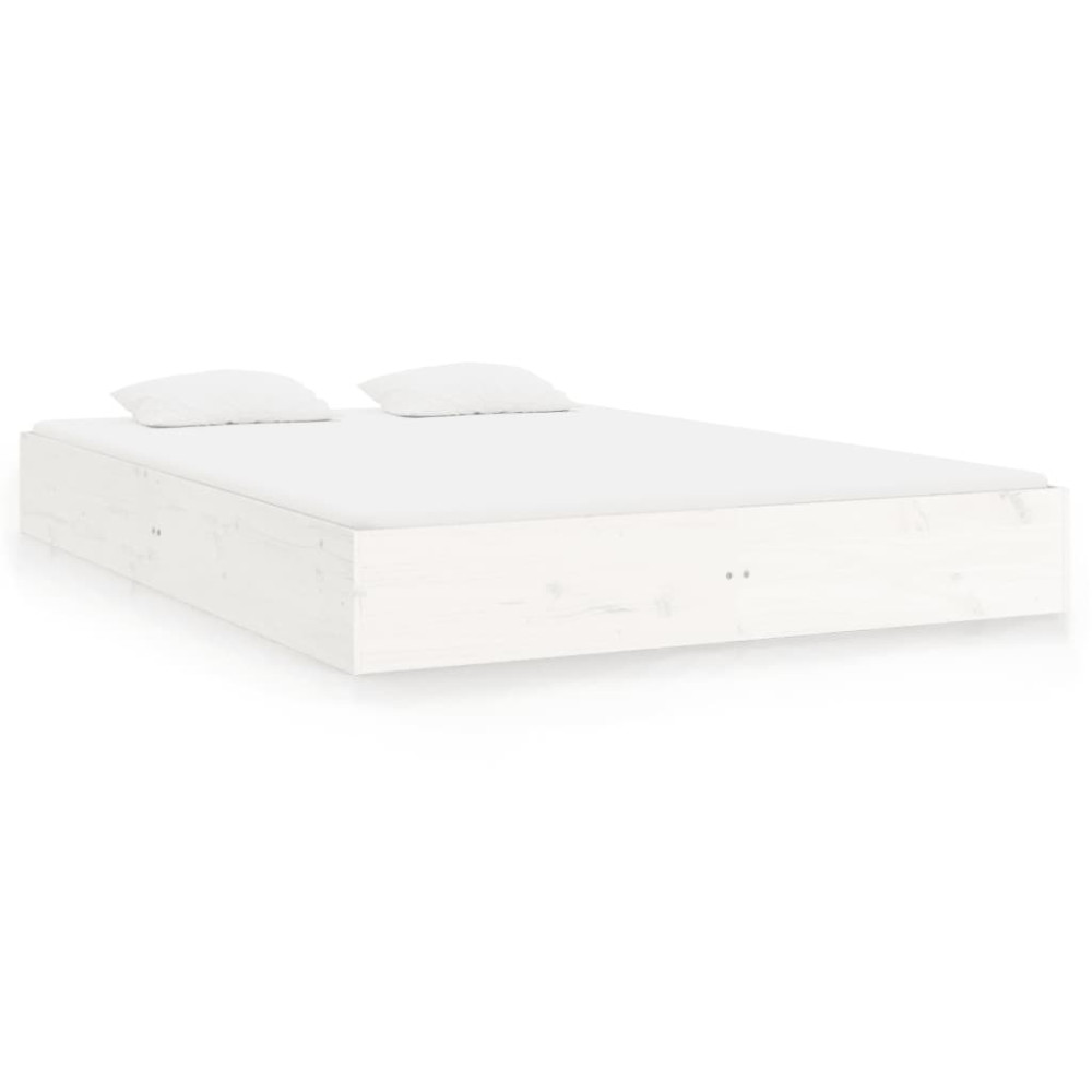 Produktbild för Sängram vit massivt trä 200x200 cm