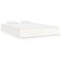 Produktbild för Sängram vit massivt trä 200x200 cm