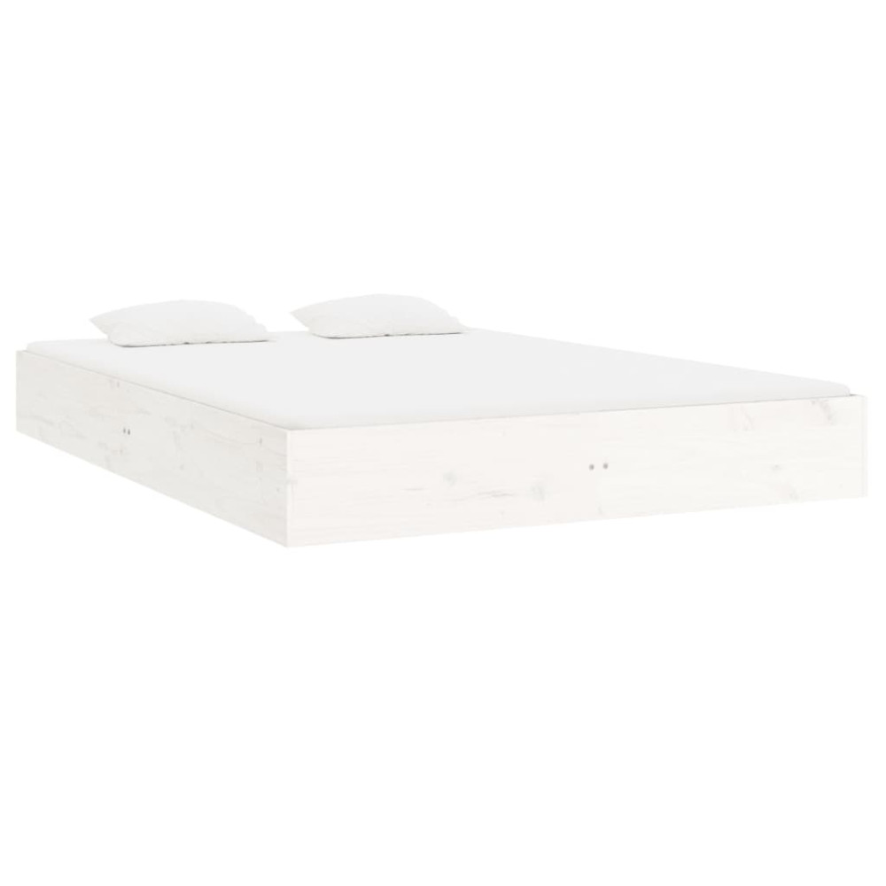Produktbild för Sängram vit massivt trä 200x200 cm