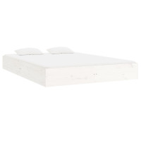 Produktbild för Sängram vit massivt trä 200x200 cm