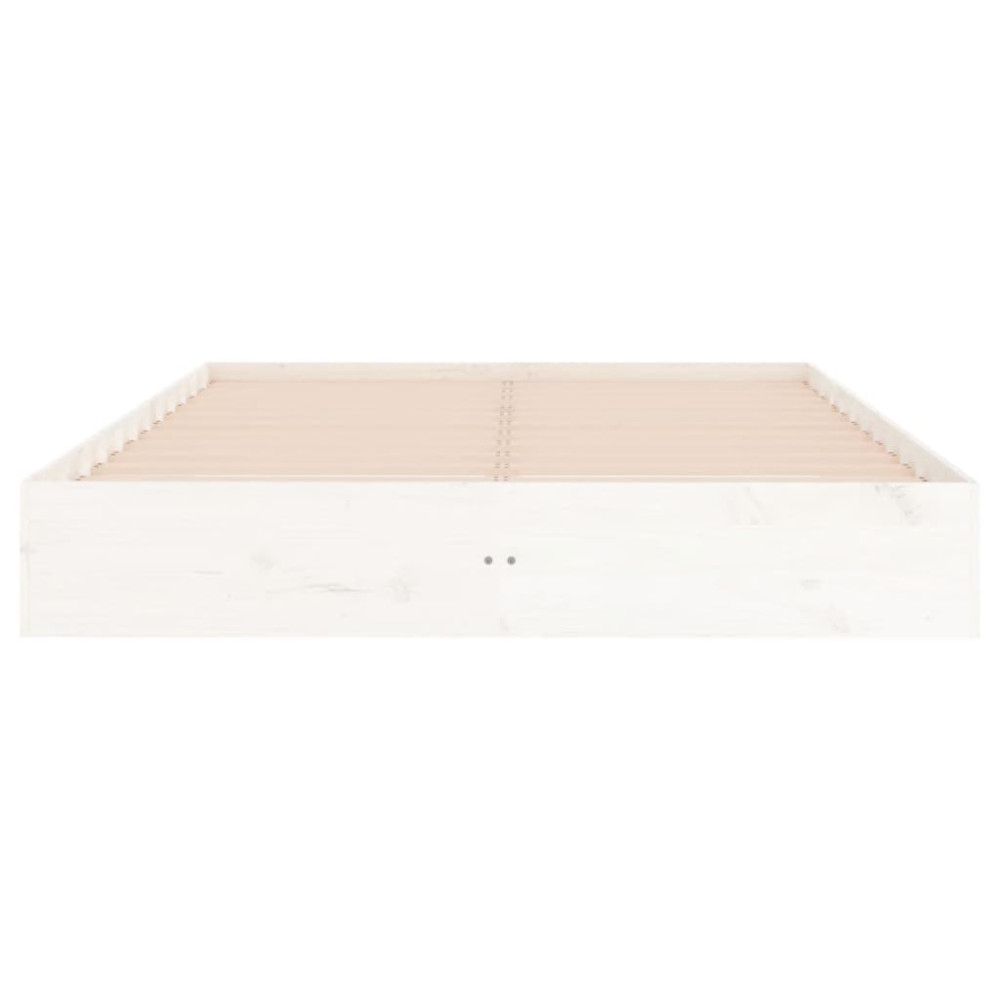 Produktbild för Sängram vit massivt trä 200x200 cm
