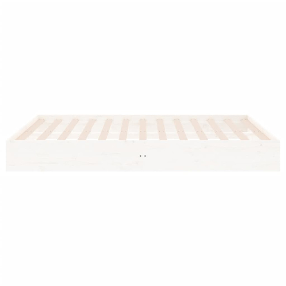 Produktbild för Sängram vit massivt trä 200x200 cm