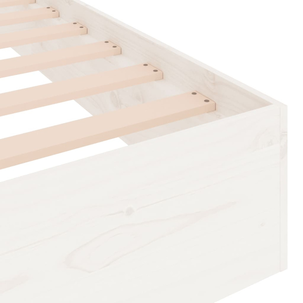 Produktbild för Sängram vit massivt trä 200x200 cm