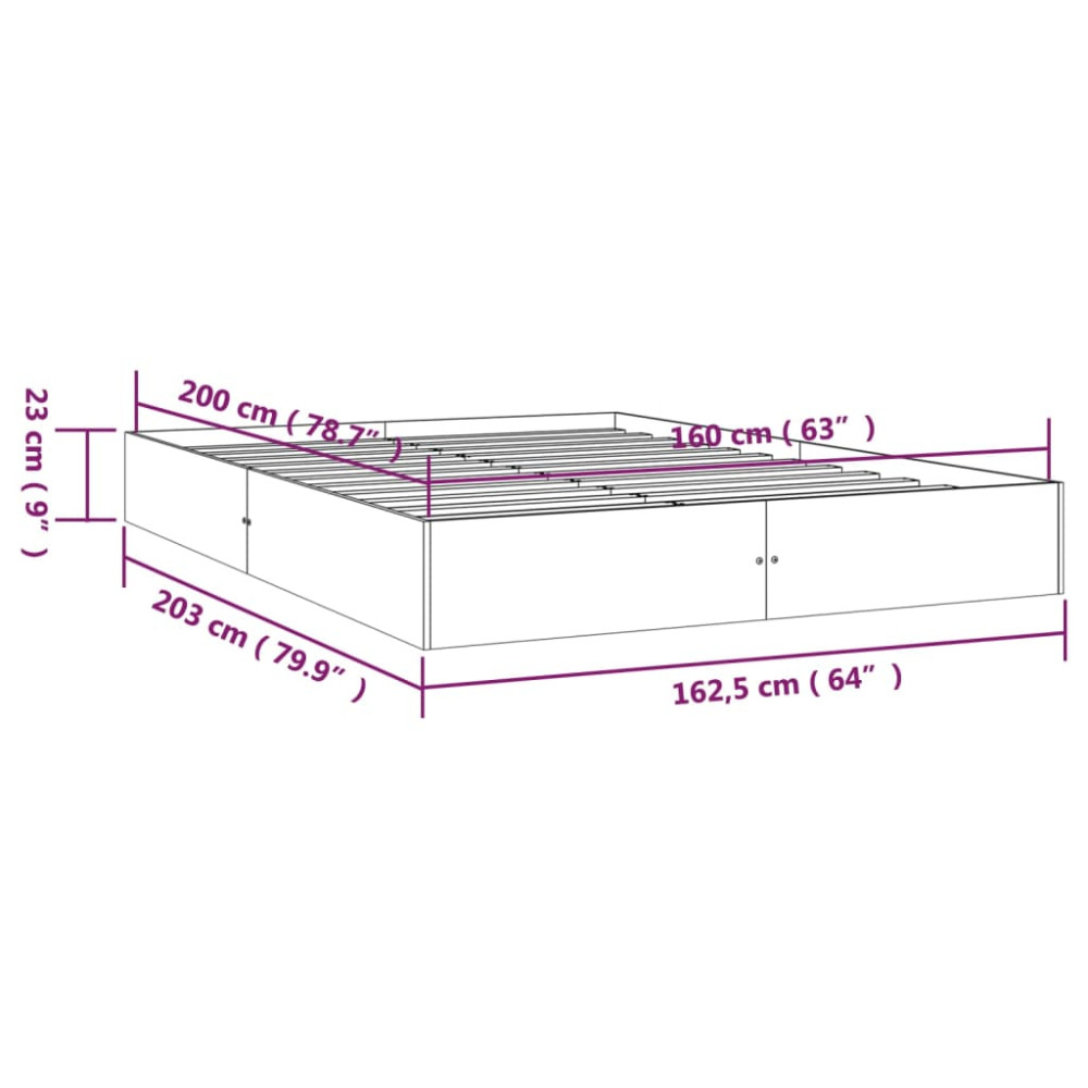 Produktbild för Sängram utan madrass massivt trä 160x200cm