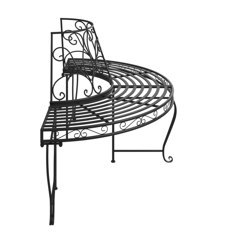 Produktbild för Halvrund trädbänk 2 st Ø160 cm svart stål