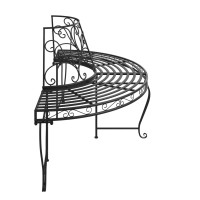Produktbild för Halvrund trädbänk 2 st Ø160 cm svart stål
