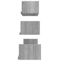 Produktbild för Vägghyllor 3 st grå sonoma konstruerat trä