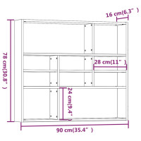 Produktbild för Vägghylla rökfärgad ek 90x16x78 cm konstruerat trä