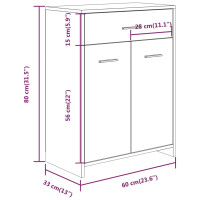 Produktbild för Badrumsskåp rökfärgad ek 60x33x80 cm konstruerat trä